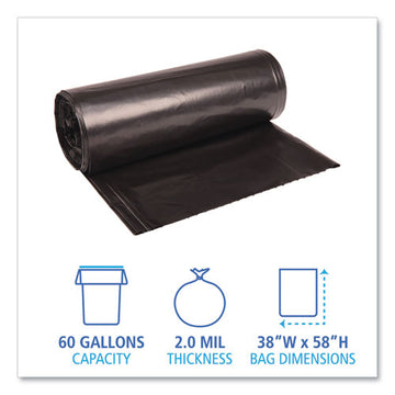 Boardwalk® Low Density Repro Can Liners, 60 Gal, 2 Mil, 38" X 58", Black, 10 Bags-roll, 10 Rolls-carton freeshipping - TVN Wholesale